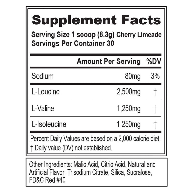 Evlution EVL BCAAs Amino Acids Powder - BCAA Powder Post Workout Recovery Drink and Stim Free Pre Workout Energy - 5g Branched Chain Amino Acids Supplement for Men - Cherry Limeade 30 Servings
