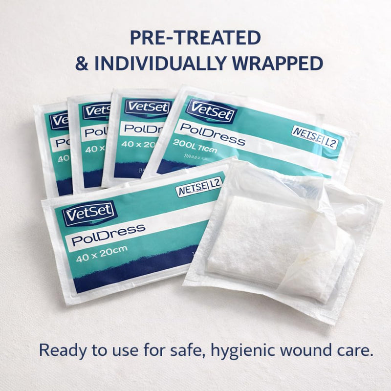 Poldress | Horse Poultice Dressing Wrap | Veterinary Hoof and Wound Poultice for Horses | For Abscess, Swelling, Infection & Inflammation |Can Be Used Hot, Cold or Dry | 40cm x 20cm (Pack of 1) Pack of 1