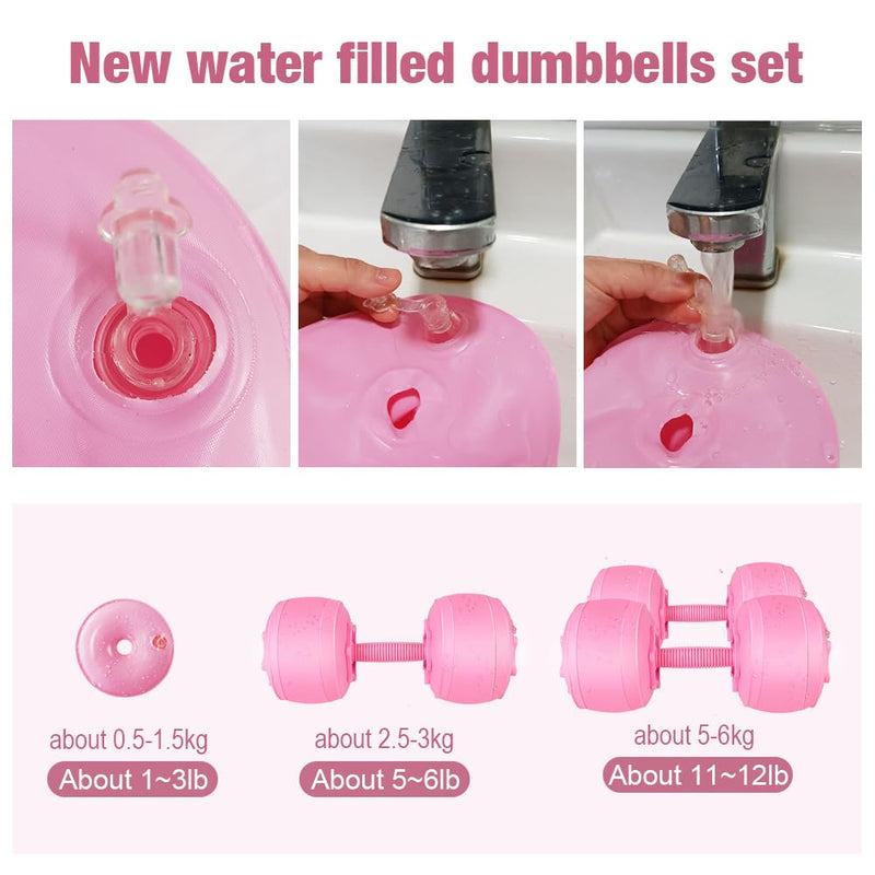 Water Filled Dumbbells Set for Women Travel Weights Adjustable Pink: 4~12 Lbs - BeesActive Australia