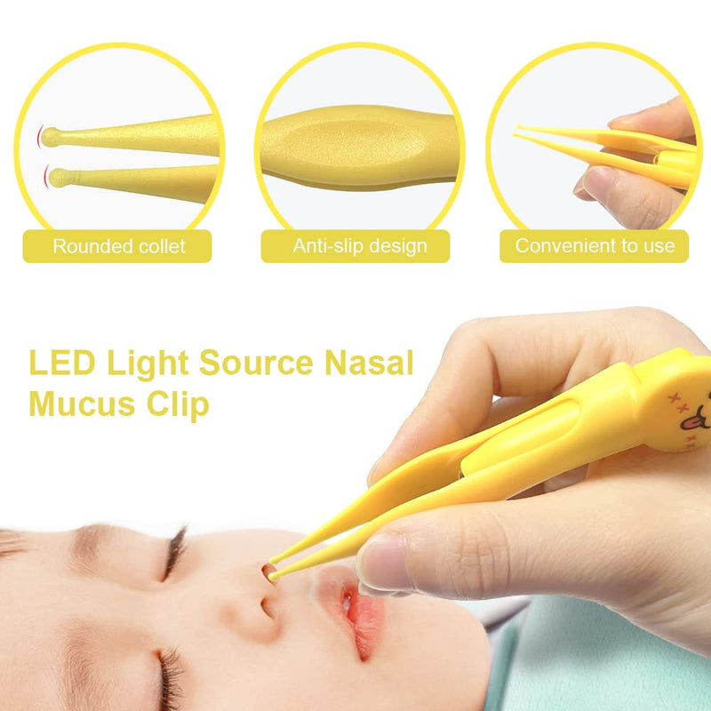 2 Pack Baby Booger Remover and Ear Wax Removal with Light, Nose Cleaning Tweezers for Infants Toddlers Adults (Yellow) - BeesActive Australia