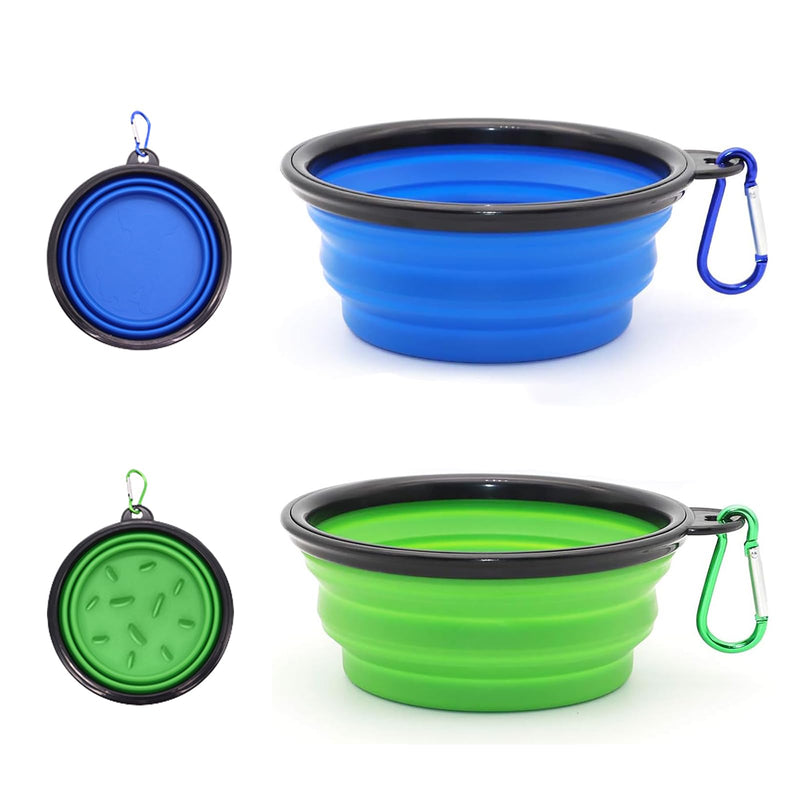 Portable Pet Travel Dog Bowls, 2 Pack Convenient Collapsible Dog Bowls, Small Pet Slow Feeder Design for Dogs Cats Feeding Watering with 2 carabiners - BeesActive Australia