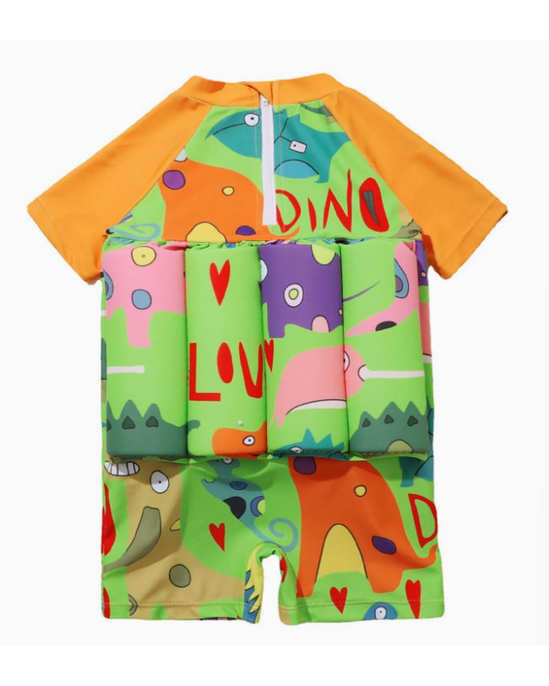 Floatie Swimsuit for Toddlers Boys Girls Floating Bathing Suit Baby Kids Float Learn to Swim Suit Floatation Beach Pool 1-6Y 5-6 Years Green Dinosaur