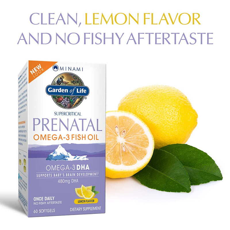 Garden of Life Prenatal DHA Omega 3 Fish Oil Supplement - Minami Natural Prenatal,Lemon,60 Softgels,(Pack of 2) 60 Count (Pack of 2)
