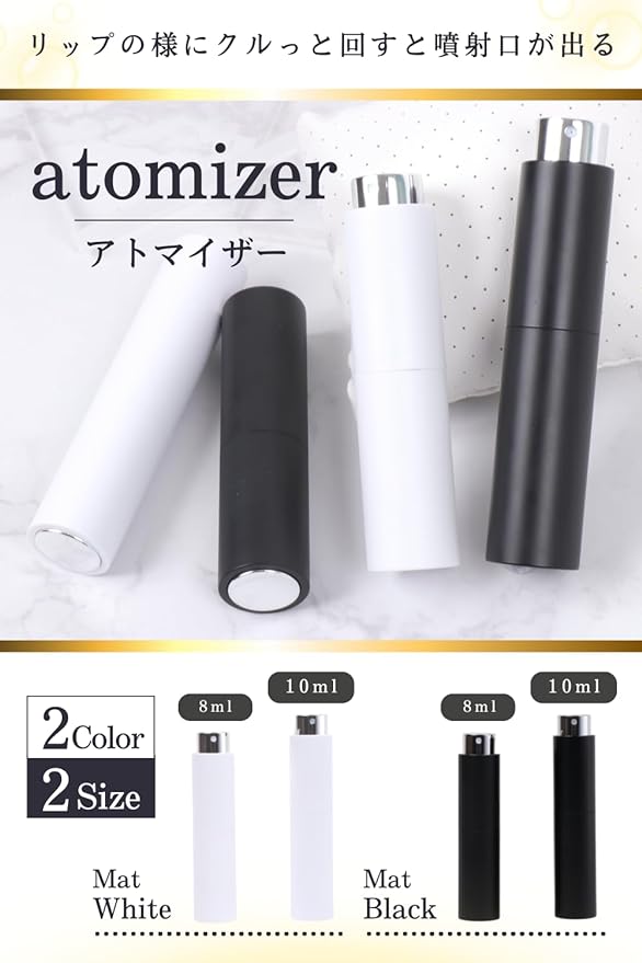 [Leather ICHI] Perfume Atomizer, Portable Mini Bottle, Atomizer, Leak Proof, No Lid Rotation (10ml, Matte Black) -  Australia