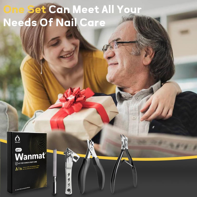 5 in 1 Professional Toenail Clippers for Thinck & Ingrown Nails, Upgraded Podiatrist Toe Nail Clippers for Men, Sharp Blade Nail Cutter Set, Wanmat 5pic-2 - BeesActive Australia