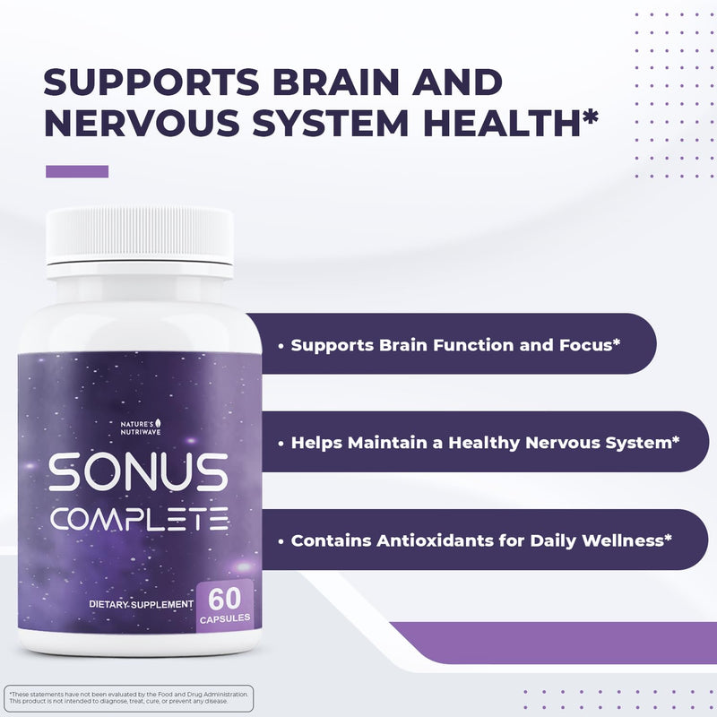 Sonus Complete – Vitamin C, B6, B12 & Folic Acid – 60 Ct, 3 Month Supply | Vitamin C, B6, B12 & Folic Acid | Non-GMO, GMP Certified | Easy-to-swallow daily capsule 60 Count (Pack of 3)