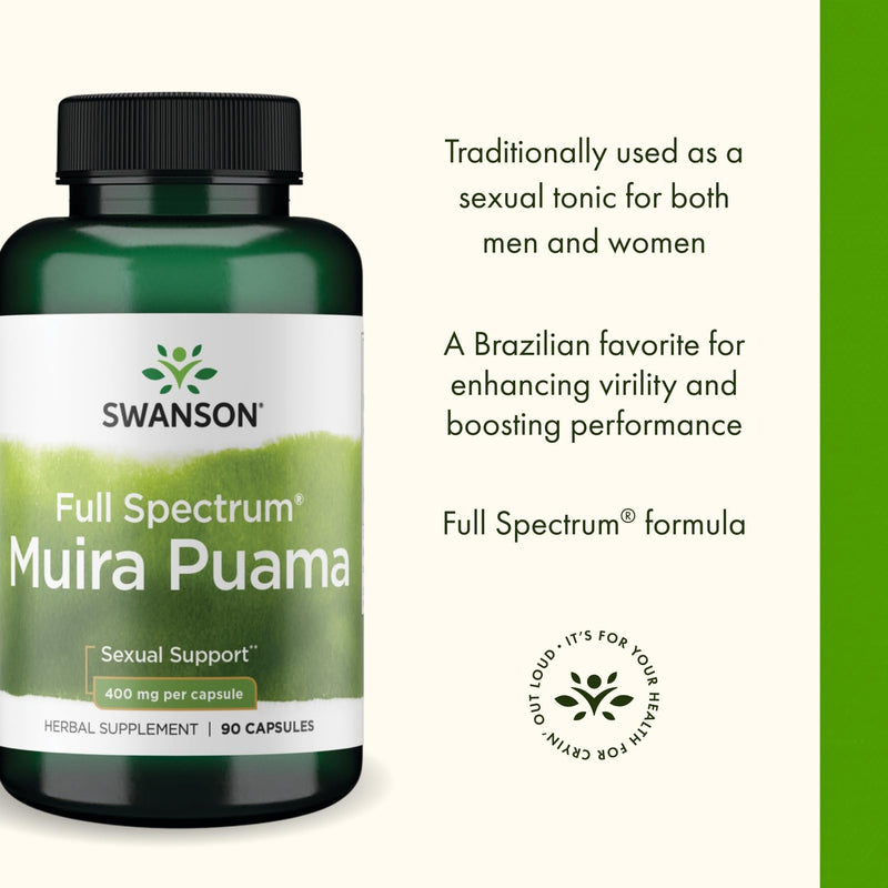 Swanson Muira Puama Root Sexual Health Virility Libido Boost Support Men's Women's Supplement 400 mg 90 Capsules (3 Pack) - BeesActive Australia