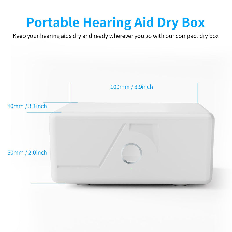 Hearing Aid Dryer, World's Fastest Dehumidifier for Hearing Aids Amplifier, UV-C Ultraviolet Light Cleaner Box, 30-min Quick Dry Ultra-Silent Portable for Seniors Adults
