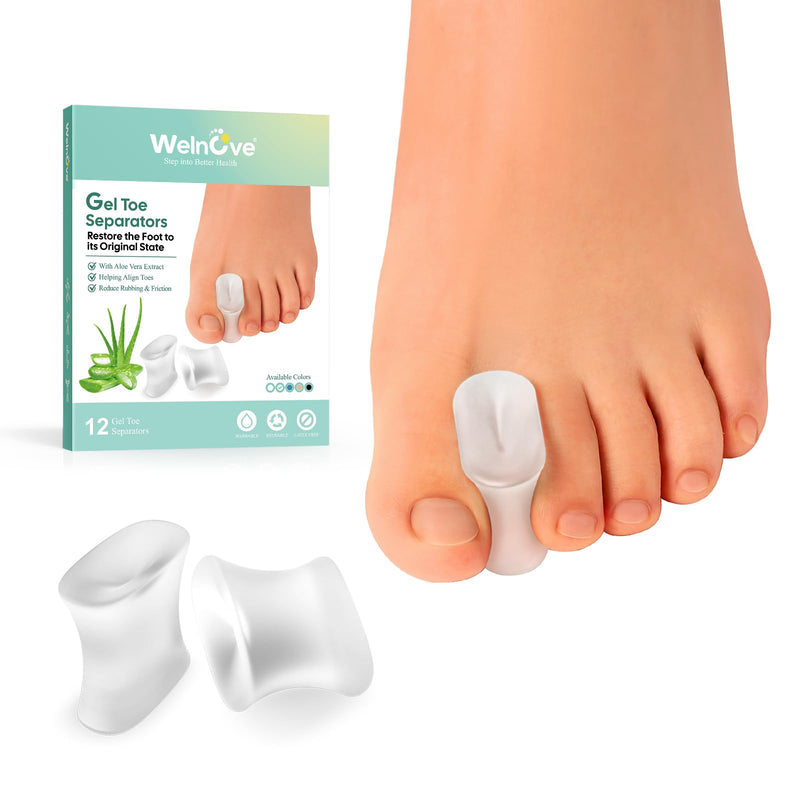 Welnove 12-Pack Gel Toe Separators + 6 PCS Toe Splints Realign Bent, Curled, Crooked, Claw, Hammer Toes - Toe Straighteners for Men and Women - BeesActive Australia
