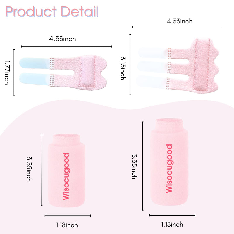 Trigger Finger Splint and Cold Gel Ice Pack Set, Thumb Ice Packs for Pain Relief, Finger Brace for Straightening/Arthritis, Fits Index/Middle/Ring Finger (Pink 2+2 Set) Pink