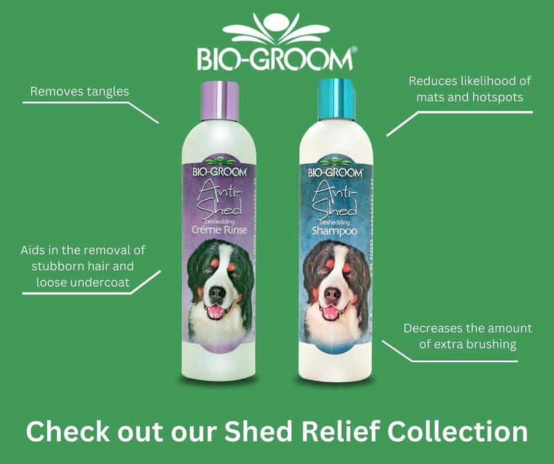 Bio-Groom Anti-Shed Deshedding Dog Shampoo - Odor Eliminating, Anti-Shedding, Dog Bathing Supplies, Puppy Wash, Cat & Dog Grooming Supplies, Cruelty-Free, Made in USA, Dog Products - 12 fl oz 1-Pack - PawsPlanet Australia