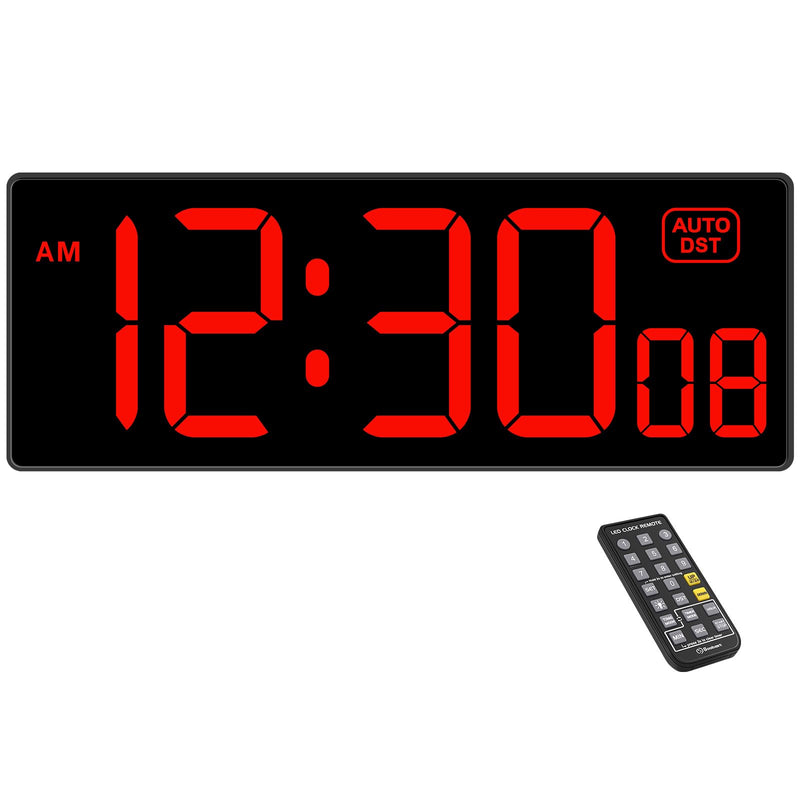 Soobest Digital Wall Clock with Seconds for Gym, Remote Countdown Timer Large LED Display 5 Dimmer (10.2" Red) 10.2“ Red - BeesActive Australia