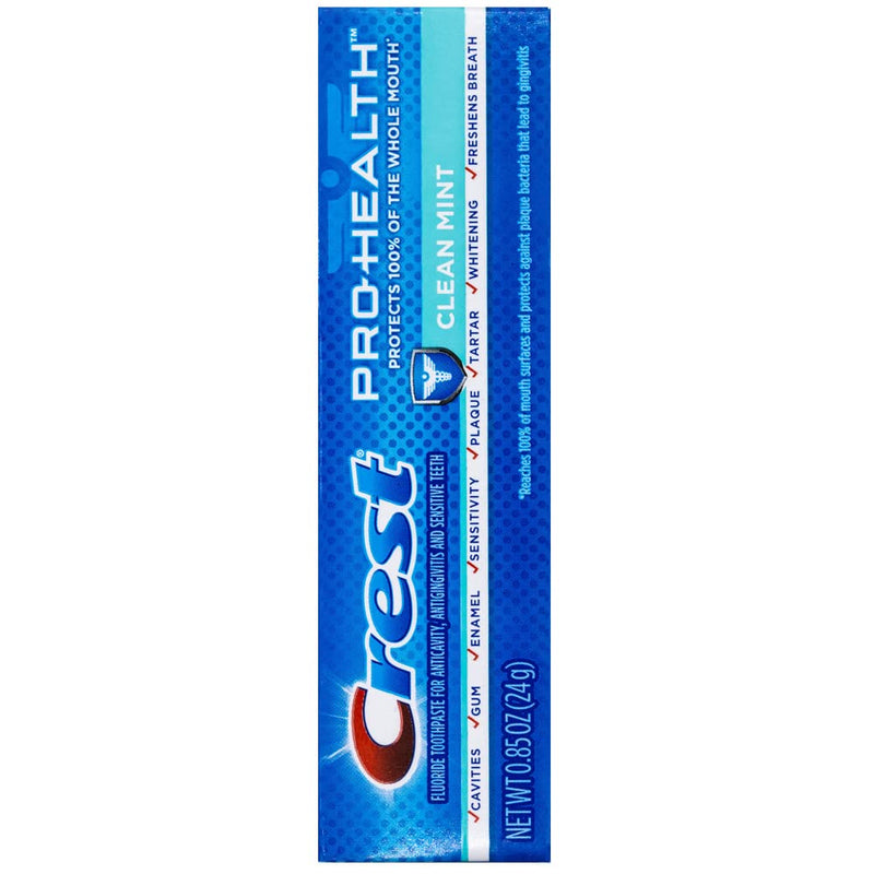 Crest 037000995609 Pro-Health Clean Mint Toothpaste, Smooth Formula 0.85 Oz, Travel Size, (24 Pack) 0.85 Ounce (Pack of 24)