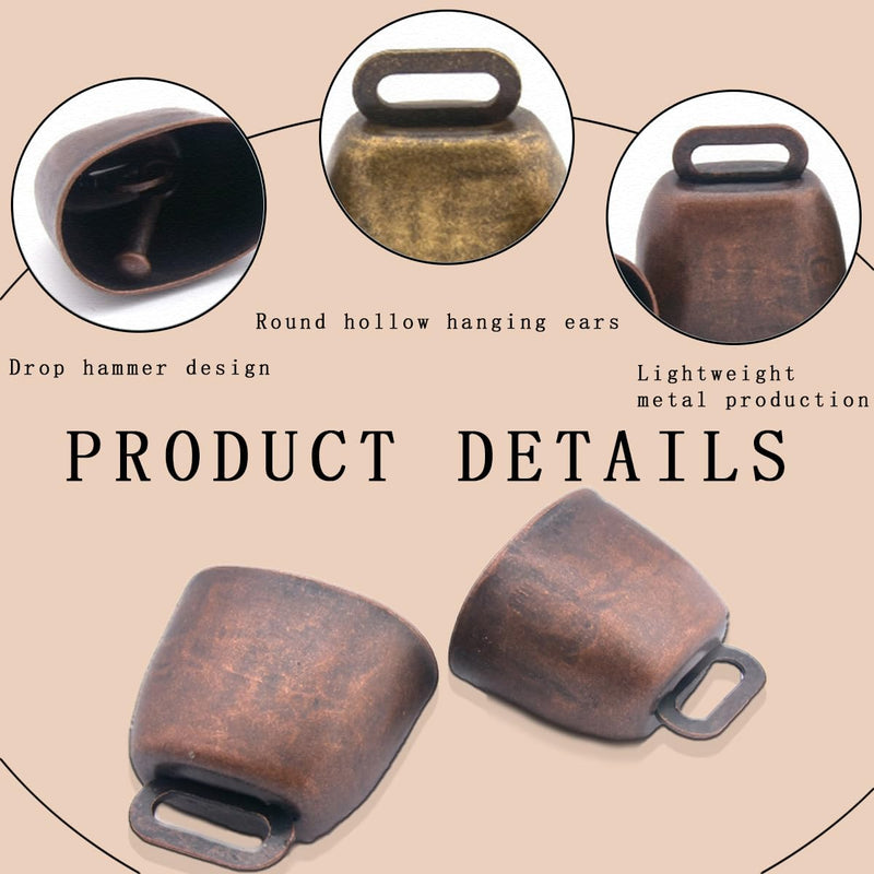 6 Pack Small Brass Bell,Cow Horse Sheep Grazing Copper Bells,Cattle Farm Animal Loud Bronze Bell,Pet Anti-Theft Accessories Bell - BeesActive Australia