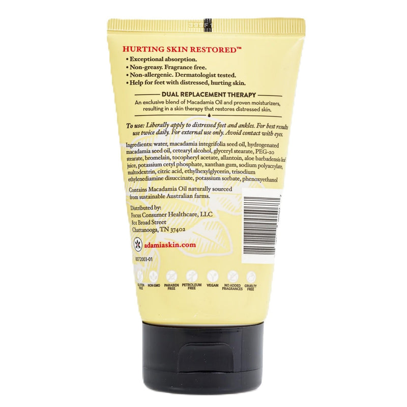 Adamia Therapeutic Repair Foot Cream with Pure Macadamia Oil, 4 Ounce Tube - Fragrance Free, Paraben Free, Non GMO - BeesActive Australia