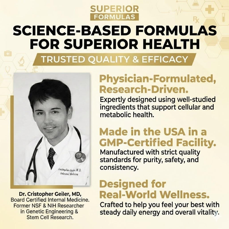 Superior Formulas Multi+ Daily by Dr. Geiler MD | Physician-Formulated Multivitamin with AREDS2 Nutrients (Lutein, Zeaxanthin, Zinc) | Methylated B Vitamins | Third-Party Tested, USA | 60 Capsules