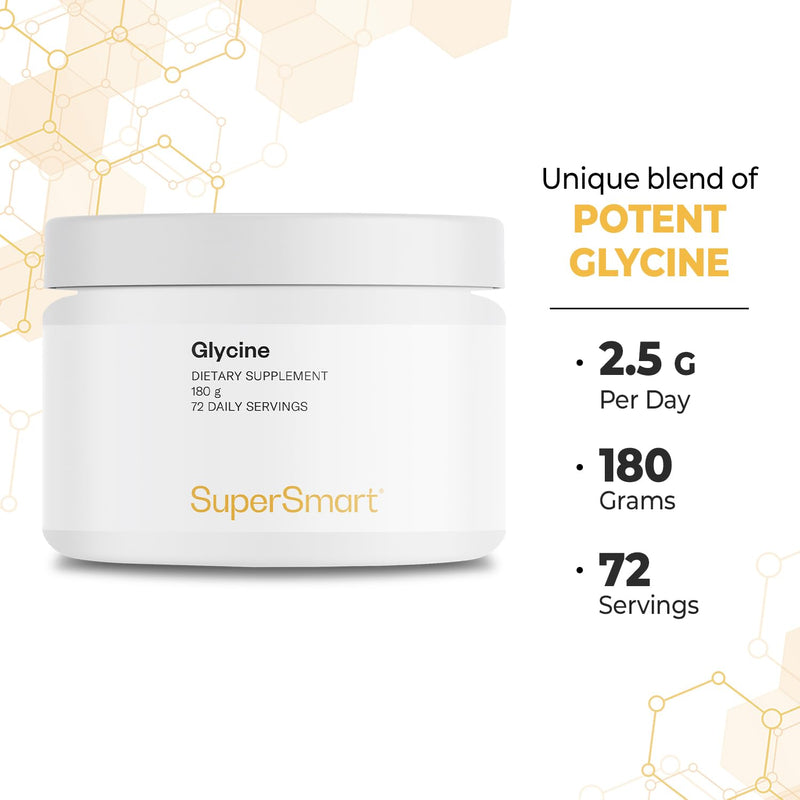 Supersmart - Glycine Supplement (High Purity) - Amino Acid Supplement | Non-GMO & Gluten Free - 180 g