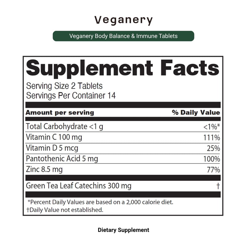 Immune Support & Body Balance Supplement – Vegan Formula with Green Tea Extract, Daily Wellness for Metabolism & Energy, Convenient Mini Tablets, 28 Count