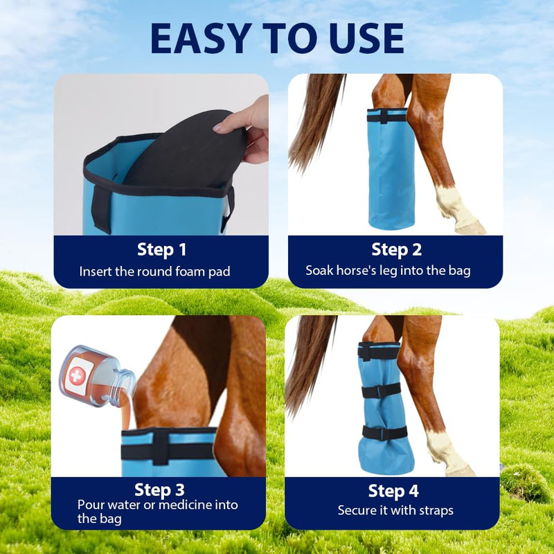Hoof Soaking Boot for Hoof Problems, White Line Disease, Thrush, Abscess Horse Soaker Bag, Hooves Care Treatment, 1 Piece 1 Pack - BeesActive Australia