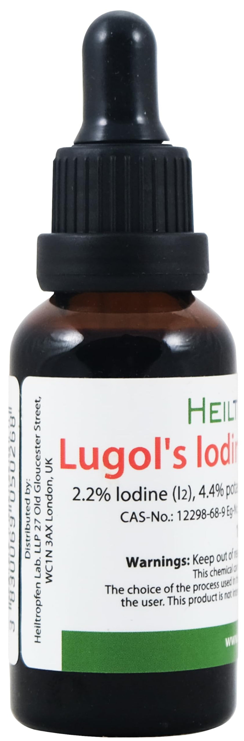 2.2% Lugol's Iodine Solution 1 Fl Oz - 30 ml | Pharmaceutical Grade Ingredients | Lugols Solution Made with Iodine and Potassium Iodide | Heiltropfen¬Æ Unflavored 1 Fl Oz (Pack of 1)