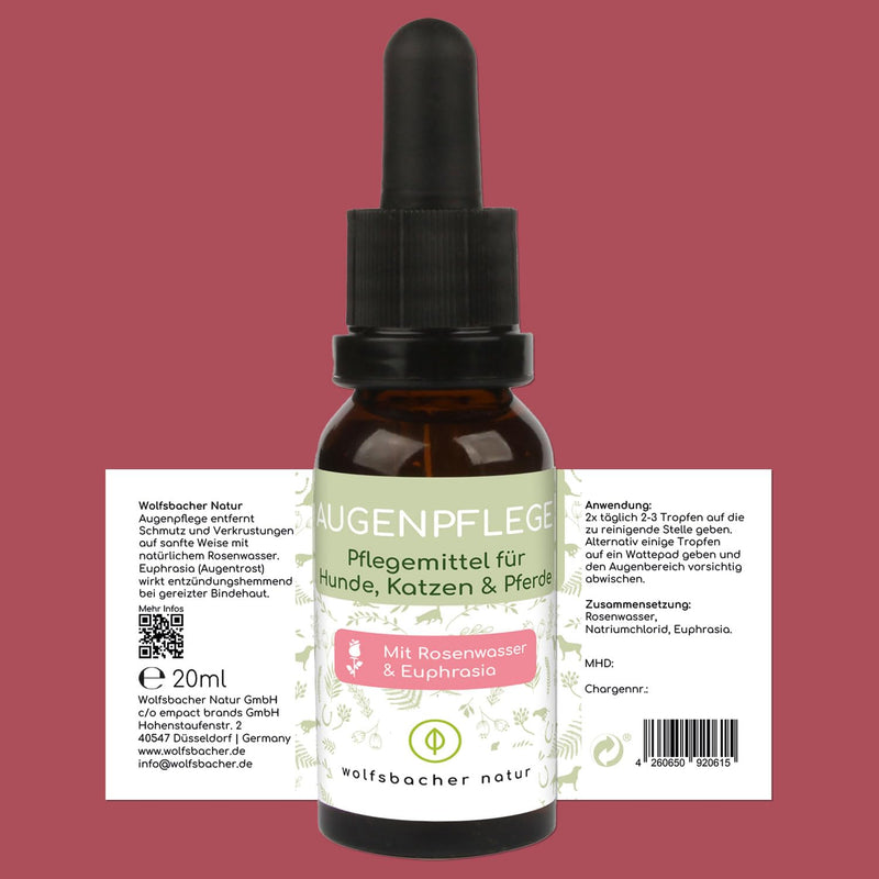 Wolfsbacher Natur Natural Tear Stain Remover for Dogs and Cats | Eye care drops for mild care for tear stains and discoloration - with euphrasia, eyebright and rose water - BeesActive Australia