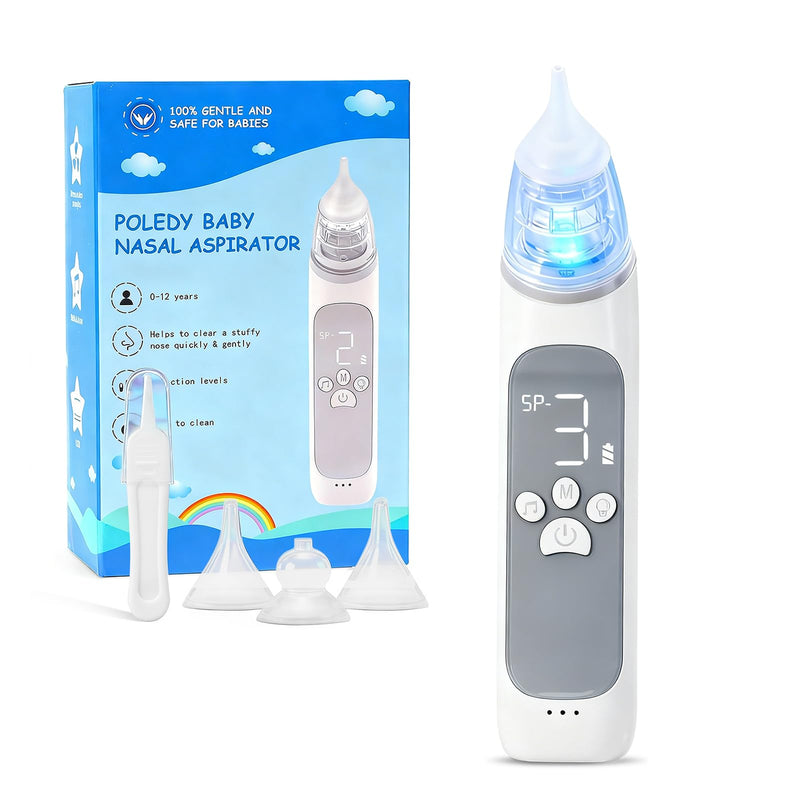 Electric Nasal Aspirator for Baby,POLEDY Waterproof Nose Sucker for Toddlers, Nose Cleaner with 3 Silicone Tips,3 Adjustable Suction Levels, Baby Booger Sucker with Music-Light Soothing Feature ﻿ - BeesActive Australia