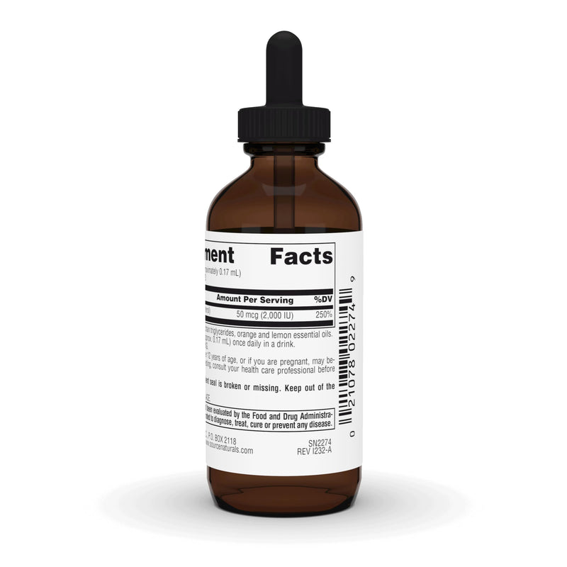 Source Naturals, Vitamin D-3 Liquid Drops 2000 IU - 1 Fluid oz. | Bioactive Form For Bone And Immune Health* 1 Fl Oz (Pack of 1)