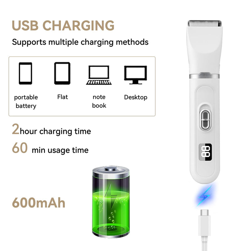 6-in-1 Quiet Dog Paw Trimmer and Nail Grinder with Stainless Steel Scissor & Comb, Long-Lasting Dog Grooming Clippers Kit, Rechargeable Dog Nail Trimmers with IPX7 Waterproof - BeesActive Australia