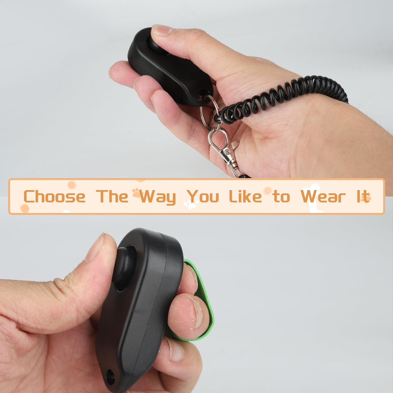 Dog Training Clicker with Finger Ring and Wrist Strap 2 Pack (Black & White) - Versatile Puppy Trainer & Pet Behavior Aid - BeesActive Australia