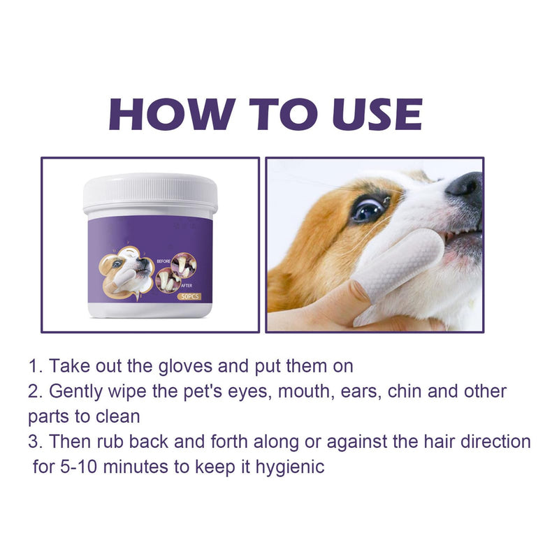 Pack of 50 Dental Care Finger Pads, Dog Teeth Cleaning Wipes