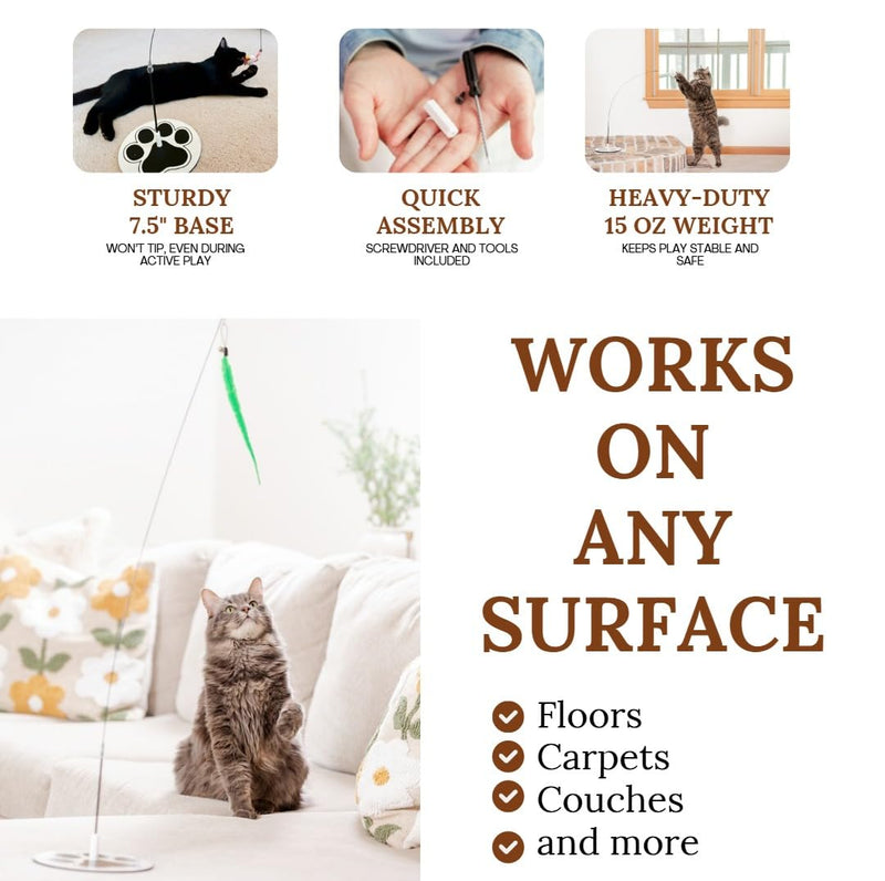 Cat Wand Toy Cat Fishing Pole Toy Cat Feather Toy Suction Cup Cat Toys for Indoor Cats Cat Toys Wand Feather Wand Cat Toy Feather Cat Toy Multisurface Cat Feather Wand Toy Cat Teaser Bundle 2 - BeesActive Australia