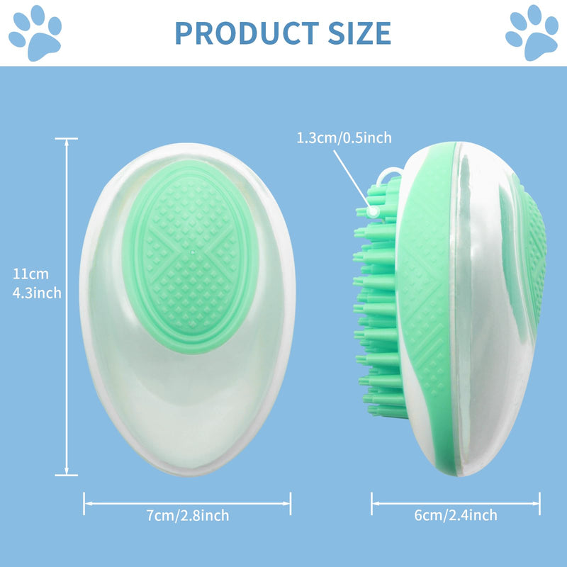 WishLotus Pet Bath Brush, Puppy Massage Brush with Shampoo Dispenser Pet Grooming Tool for Small Animals Soft Silicone Dog Shower Brush for Long Short Haired Dog and Cat Washing (Green) Green - BeesActive Australia