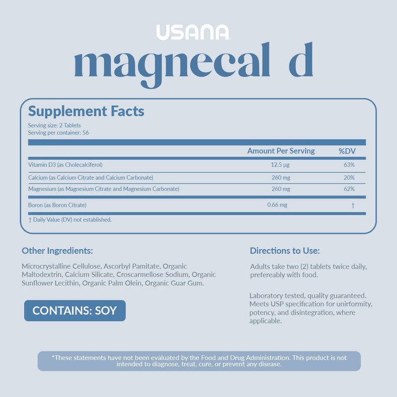 USANA - MagneCal D Calcium & Magnesium Formula - 112 Tablets | With Calcium, Magnesium and Vitamin D In A 1:1 Mineral Ratio To Support Bones, Teeth, Nails, Muscle Function and Nerves