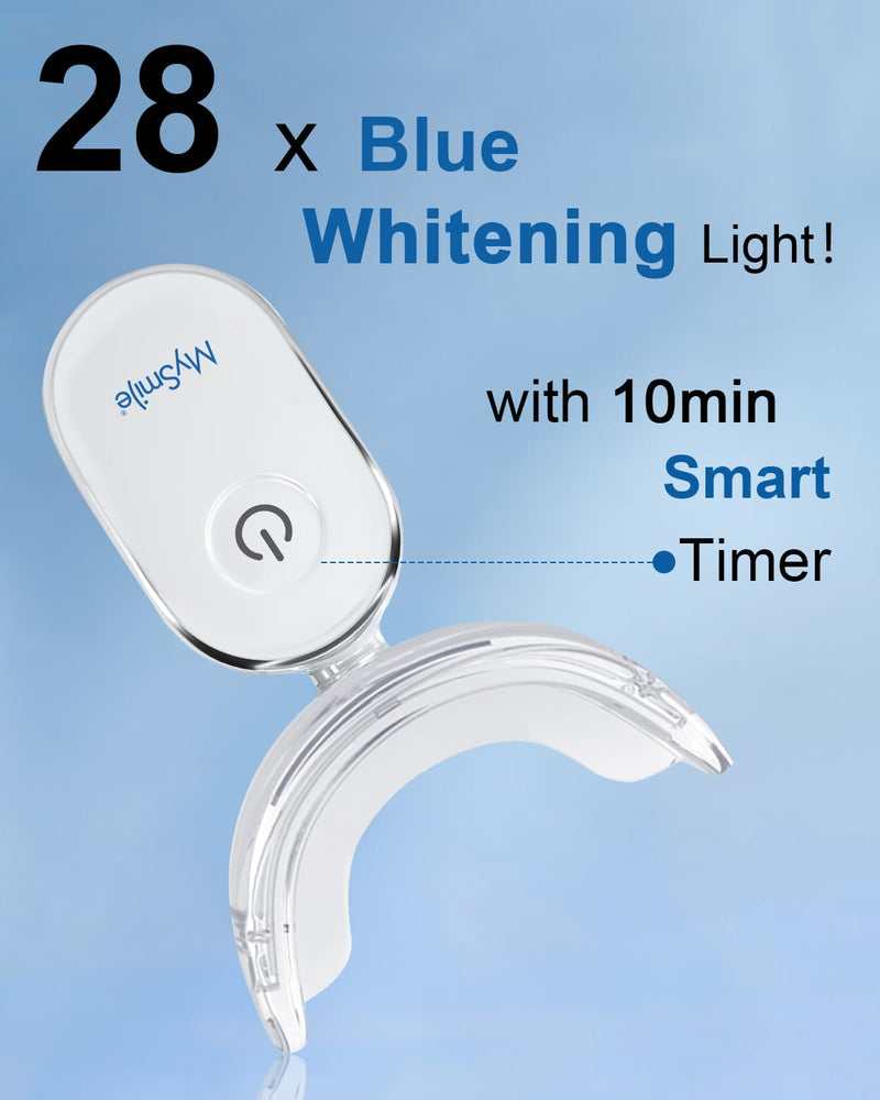 MySmile Teeth Whitening Accelerator Light, 28 LED Blue Light, Each 10 Minutes, USB Charger, Mouth Trays, 1 Pcs LED Light & 4ml Gel 1pcs Blue Light - BeesActive Australia