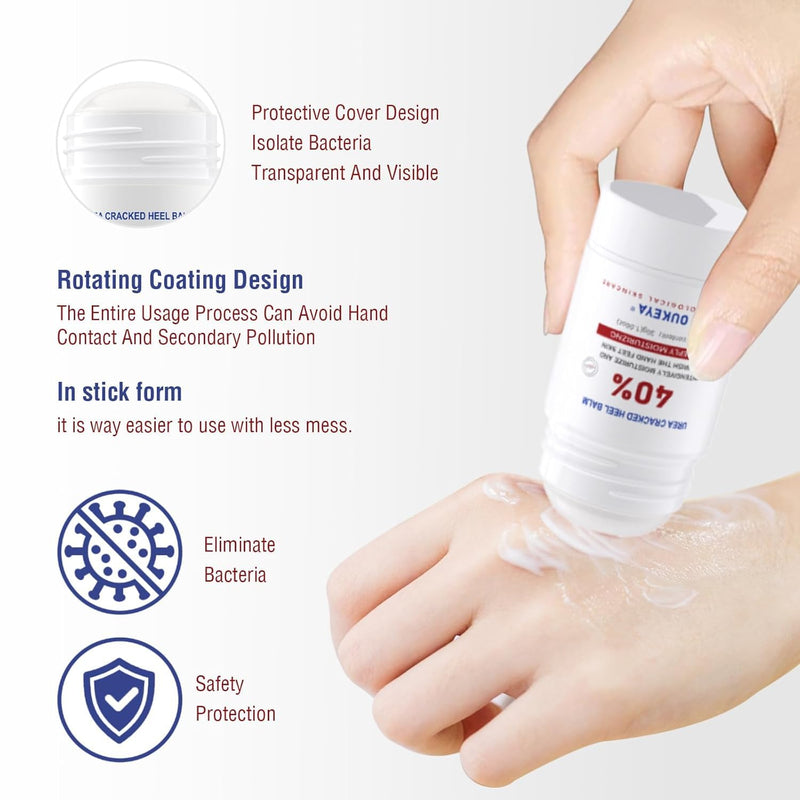 OUKEYA Urea Cream Stick 40% – for Dry, Cracked Heels & Rough Skin on Feet and Hands, 40 Percent Urea Lotion for Feet Maximum Strength,1.06 oz (2 Pack) 1.06 Ounce (Pack of 2)