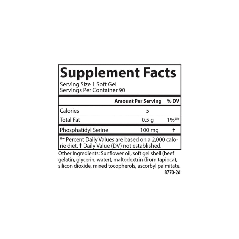Carlson - Phosphatidyl Serine, 100 mg, Non-GMO, Brain Function, 30 Softgels