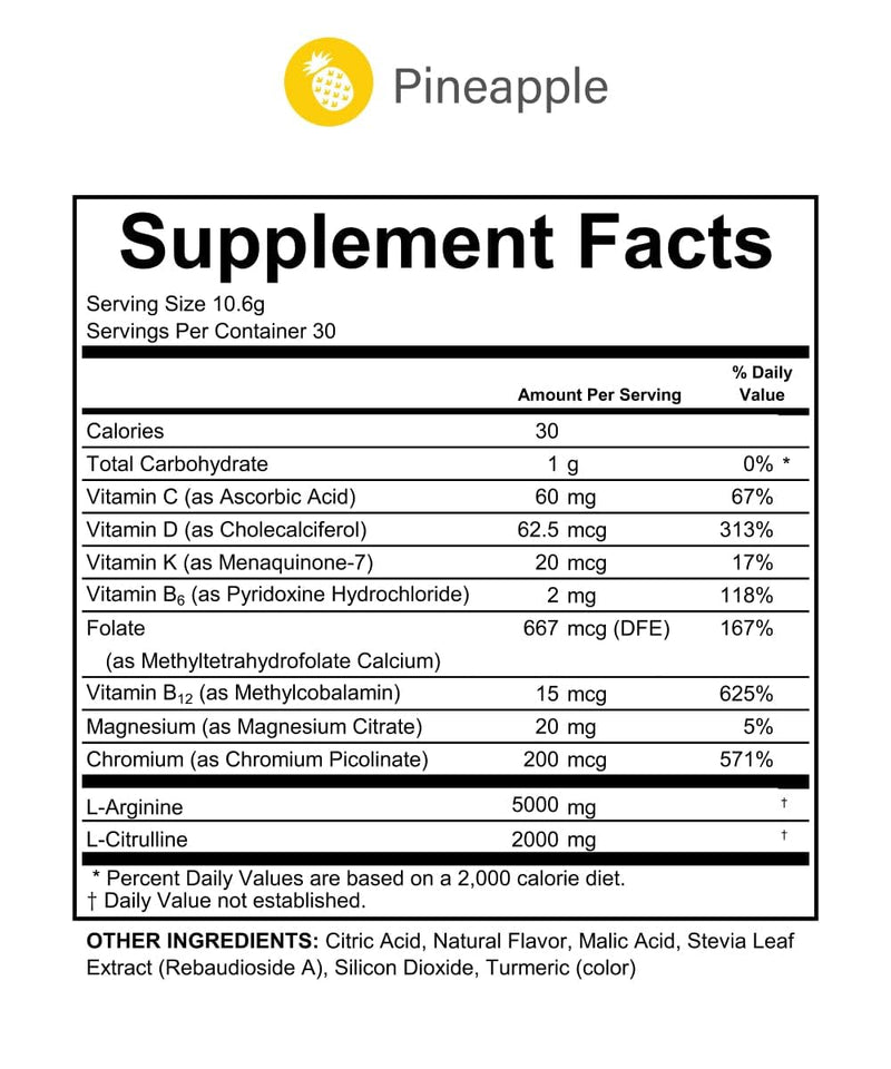 Fenix L-Arginine Complete 5000mg Nitric Oxide Booster, Pineapple