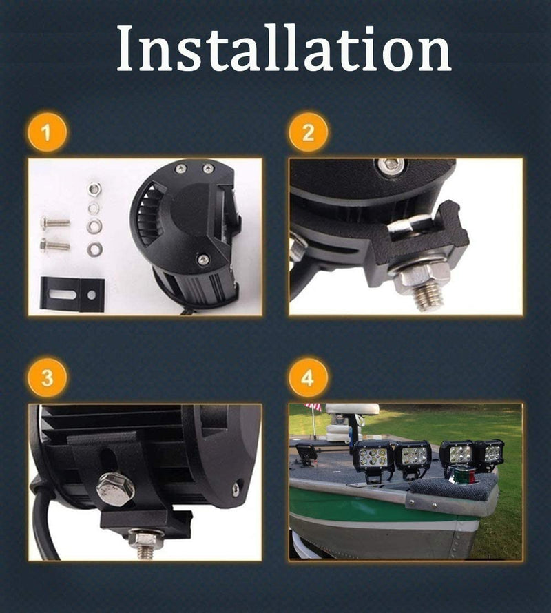 Shangyuan Pontoon Boat Docking Light - Marine LED Spreader & Navigation Lights, Blue, 2pcs 18w 6Led 2pcs blue - BeesActive Australia