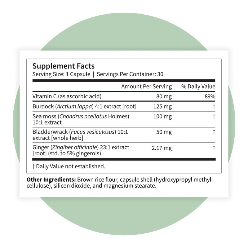 Pattern Wellness Sea Moss Complex Supplement – 30 Capsules | Sea Moss, Burdock Root, Bladderwrack, Vitamin C & Ginger – Supports Immune & Digestive Health – Vegan, Non-GMO 30 Count (Pack of 1)
