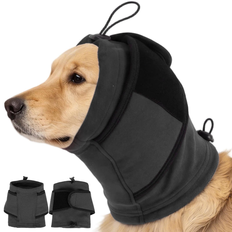 Nanaki Dog Calming Hoodie & Ear Cover,Extra Large July 4th Head Wrap with Ear Pads - No-Shake Hematoma Protection,Noise Cancelling for Fireworks,Grooming, Blow Dryer & Bath,Ear Warmers Grey X-Large