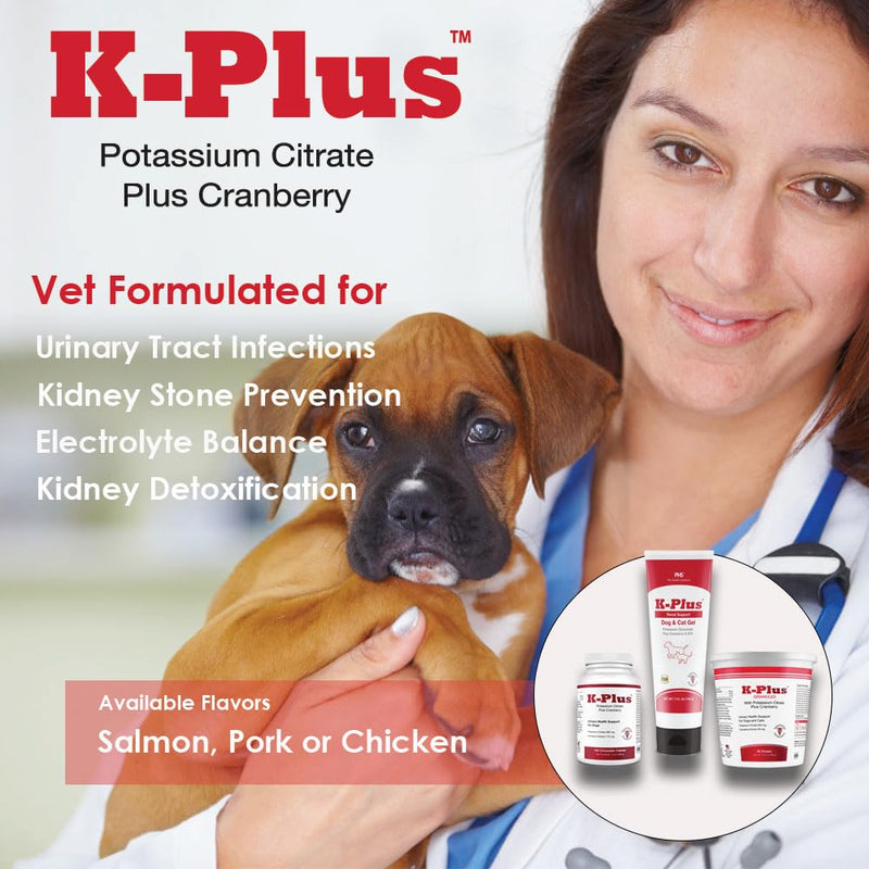 K-Plus Potassium Citrate Plus Cranberry Supplement for Dogs - UTI Remedy Chewable Tablets - Supports Bladder Health - For Every Dog Breed (100 Tabs) - BeesActive Australia