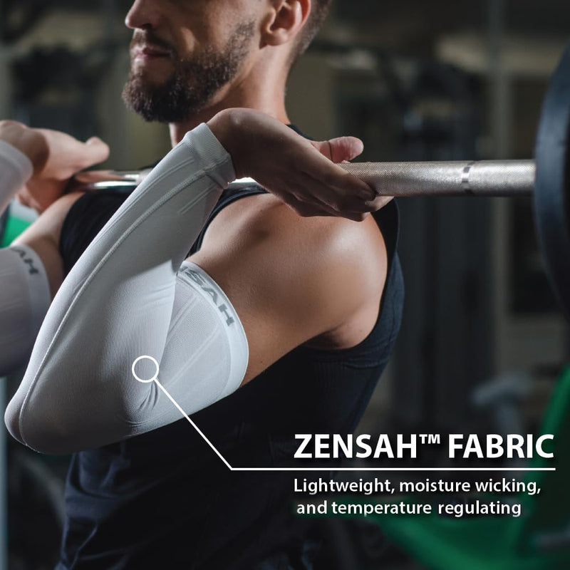 Zensah Compression Arm Sleeves - Made in USA, Thermal Arm Warmers for Cycling and Running with UV Sun Protection Small-Medium Black