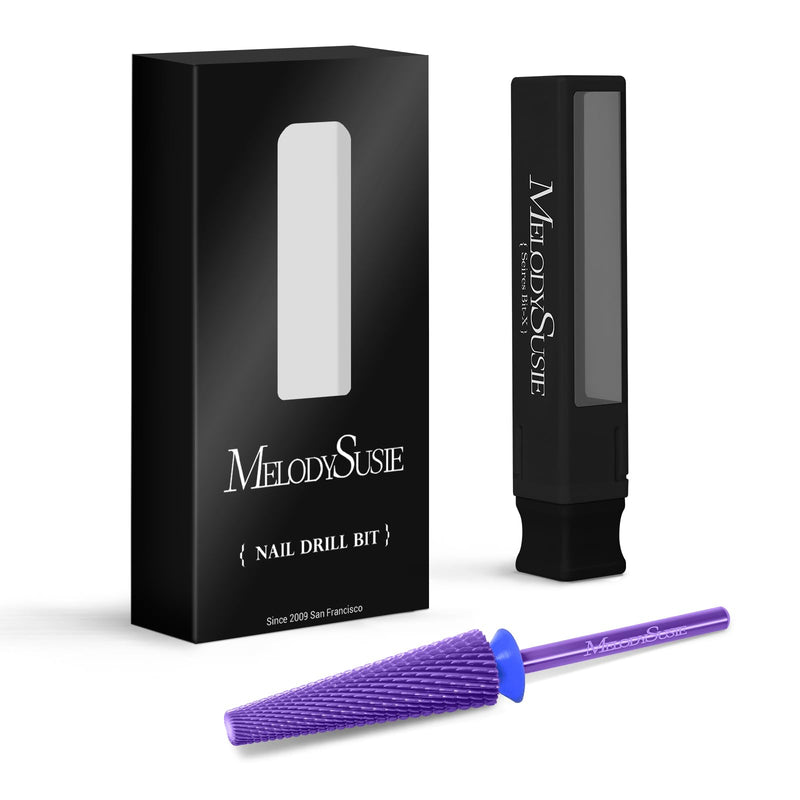 MelodySusie Super Long 5 in 1 Nail Drill Bits, 3/32'' Carbide Tungsten Bits, Suitable for Manicure Pedicure Cuticle Gel Polishing, Professional Advanced Bits, Purple, Series Bit-X, Medium Medium-M - BeesActive Australia