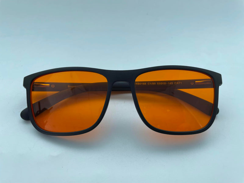 Bloomoak-99% Blue Green Light Blocking Glasses - Gaming Glasses - Anti Glare - Anti Fatigue -Suitable for Screens, Games, TVs 99% - Matte Black (Hard Case Included) Orange Lens - Night - BeesActive Australia