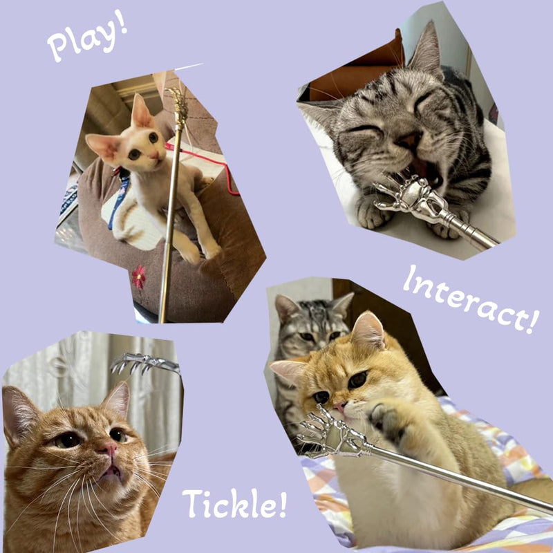 2 Pcs Cat Telescopic Teaser Wand Retractable Scratch Comb Tickle Scratcher Handy Interactive Play Toy for Cats Dogs (Random Color) Mixed - BeesActive Australia