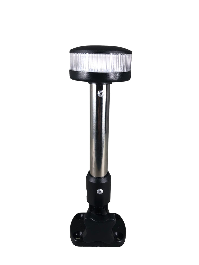Pactrade Marine Boat Fold Down Stern Light Anchor Light All Round White LED Marine Adjustable Pole USCG 2 NM For Yacht Pontoon and Fishing Boat 12 Volts 8 Inches Adjustable Base (8")