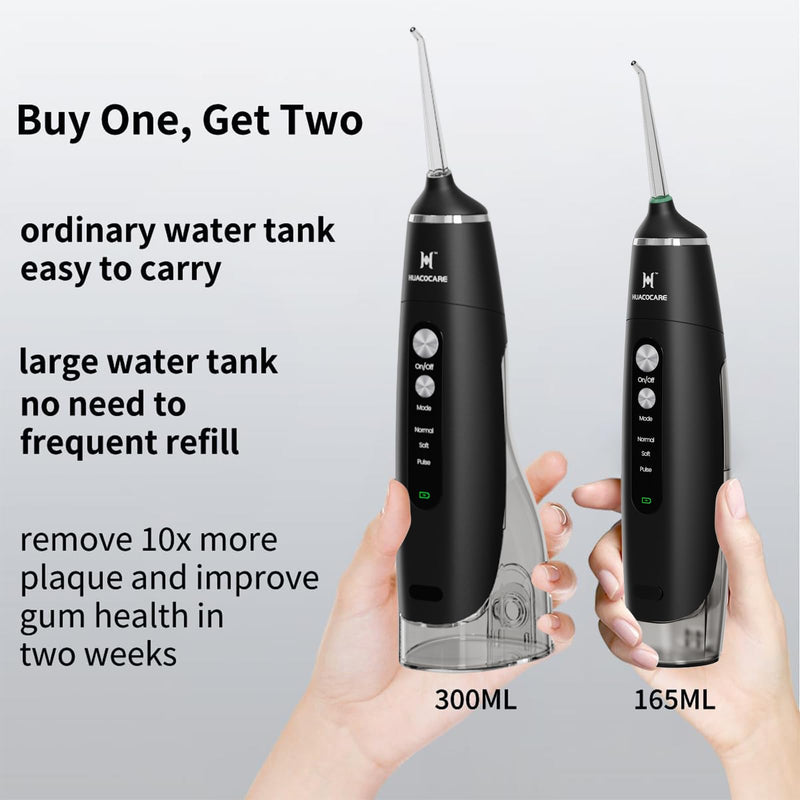 Water Flosser Equipped with Two Water Tanks for Home and Travel,3 Modes Dental Oral Irrigator,Portable,IPX7 Waterproof,Powerful Battery Life, Water Dental Flossers for Teeth (Black) Black