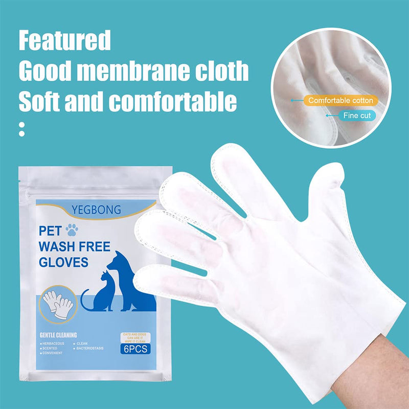 MOVKZACV 6 Pcs Antiseptic Wipes in the Shape of a Grooming Glove for Cats and Dogs, Bathing Glove for Pets, Pet Grooming Wipes (White) White - BeesActive Australia