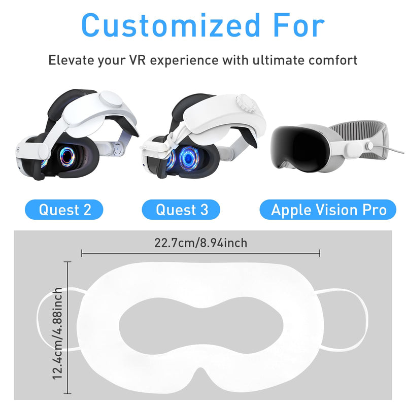 VR Face Cover Disposable Hygiene VR Face Eyes Mask Pads Facial Interface for Meta Quest 3 Quest 2, Accessories for Apple Vision Pro (Set 50, White) VR Disposable Mask White - BeesActive Australia