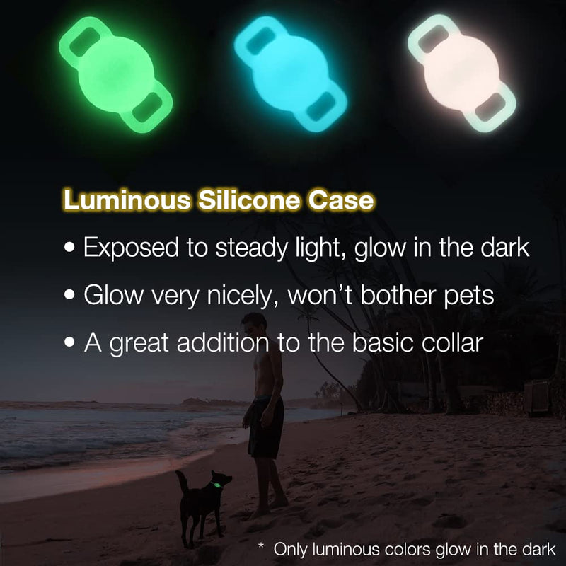 Airtag Cat Collar Holder, Small Air Tag Dog Collar Holder Compatible with Apple Tag, Anti-Lost Pet Tracker Cases Fit on Puppy Collars 3/8" 5/8" A3 Luminous Green, Luminous Blue - BeesActive Australia